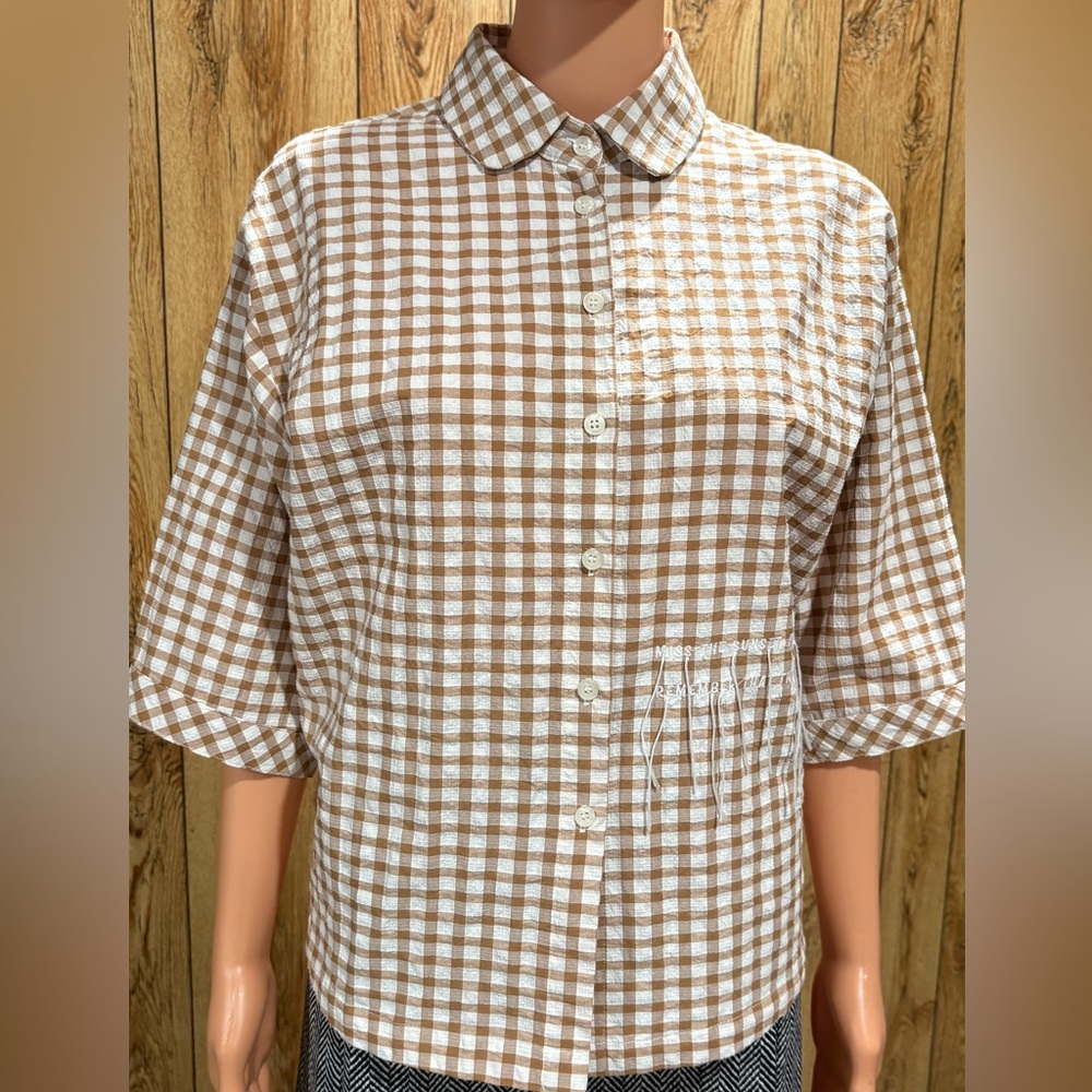Cotton linen blend button - down shirt , Bukhara brand
